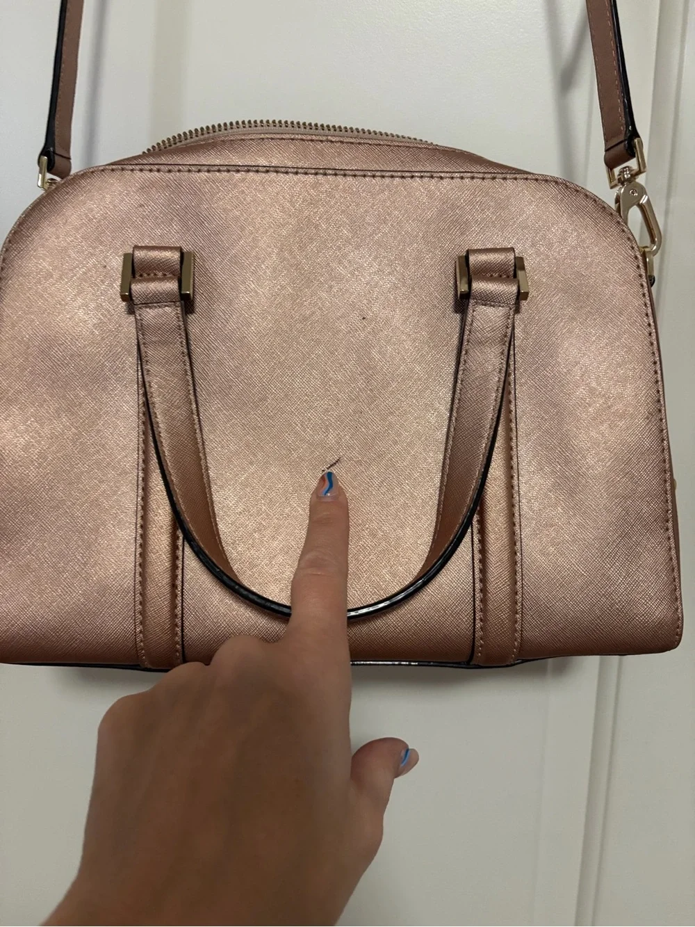 kate spade NY Small Felix Newberry Lane Metallic Rose Gold Crossbody Satchel